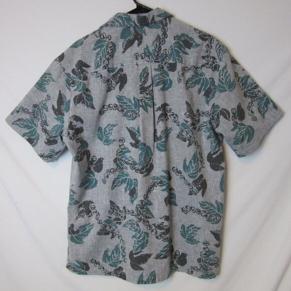 Cooke Street Gray Tropical Button Up Men's Large Made In Hawaii Palm Leaf - Picture 5 of 5